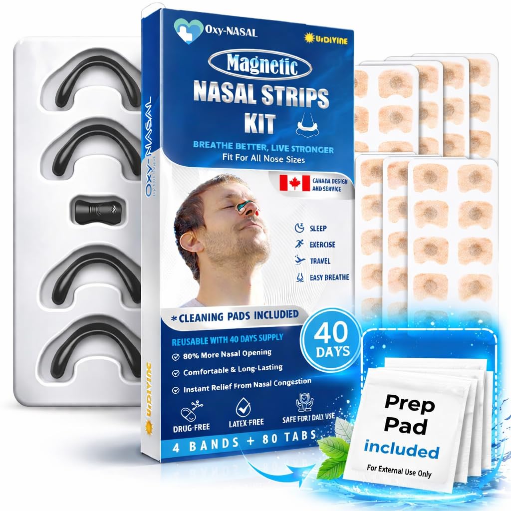 40 Pairs Anti Snoring Magnetic Nasal Strips Kit (with Prep Pads